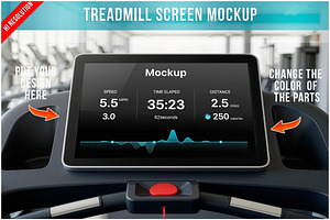 Gym Treadmill Fitness Screen PSD, a Product Mockup by Bruno's Shop