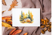 Watercolor fall camping, travel clip, an Object Graphic by KomtsyanTatyanaArt (Thumbnail 6 of 6)