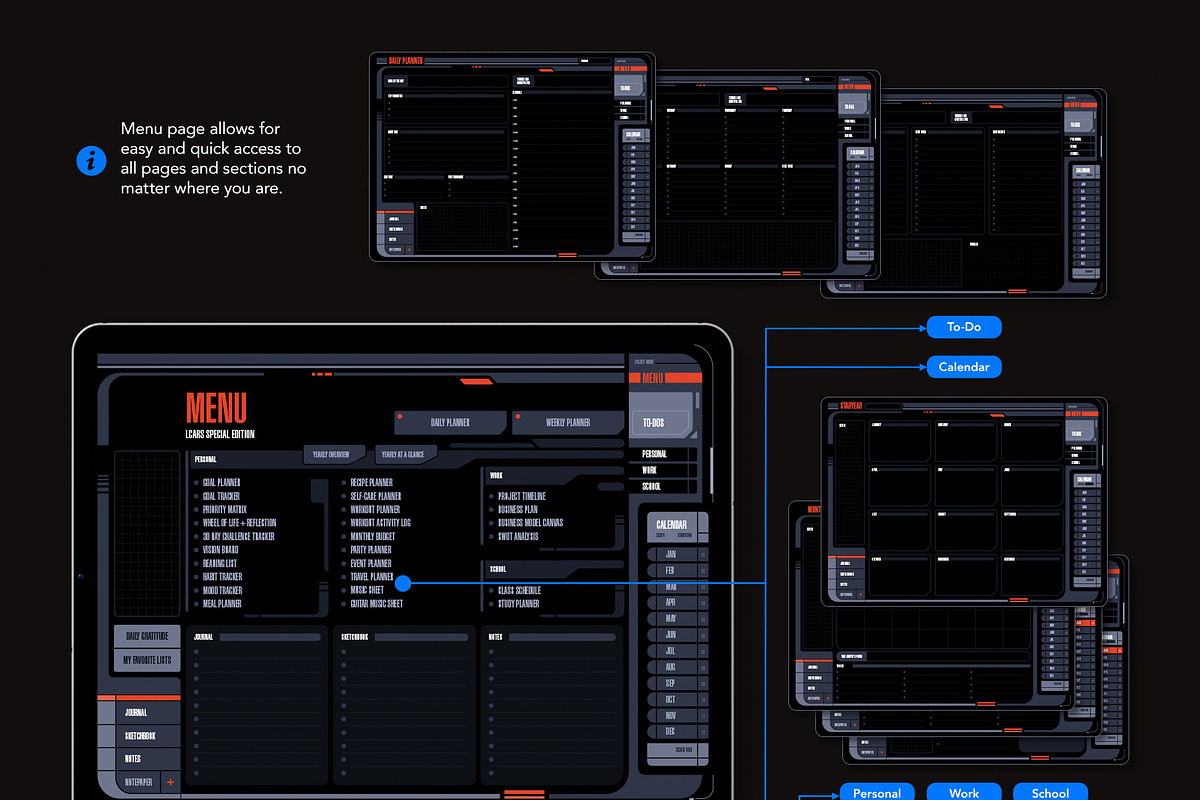 Life+ LCARS Undated Digital Planner, a Presentation Template by Bichin (Photo 2 of 9)