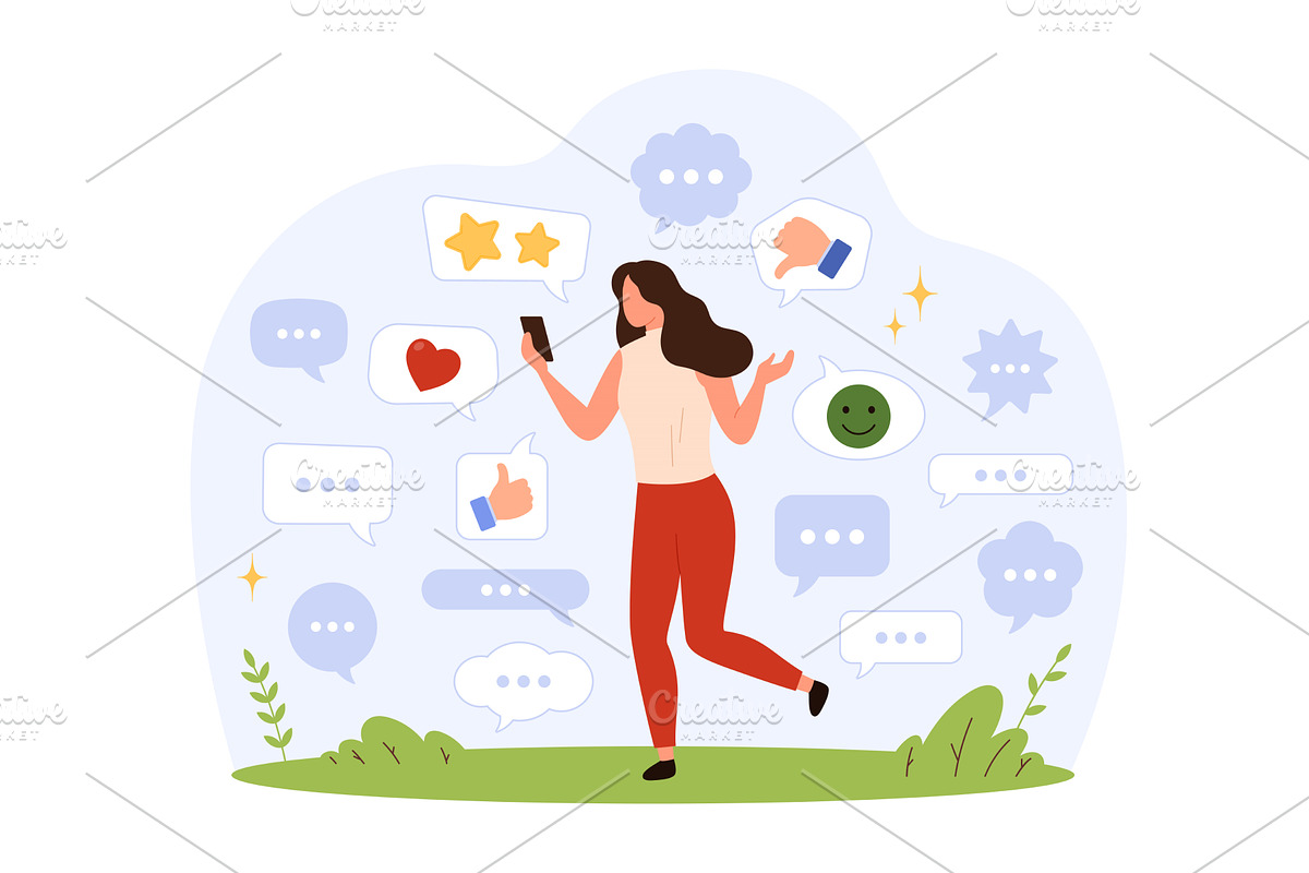 Surrounded Social Media design, a Technology Illustration by Flashvector