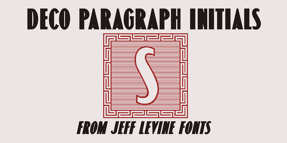 Deco Paragraph Initials JNL, a Font by Jeff Levine Fonts