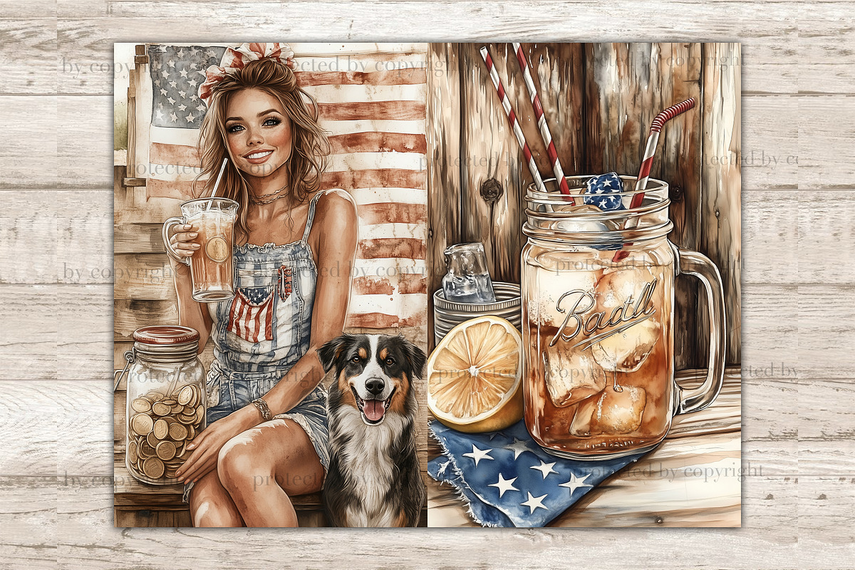 4th of July Junk Journal Pages, a Person Illustration by GlamArtZhanna (Photo 10 of 10)