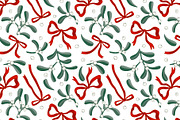 Mistletoe and Bows Seamless Patterns, a Pattern Graphic by Toltemara (Thumbnail 2 of 3)