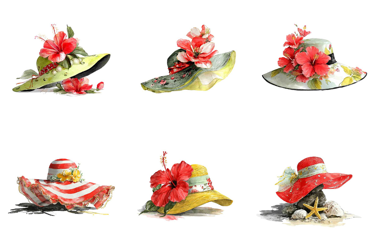 Whimsical Summer Hat Clipart, an Illustration by DreamPrint404 (Photo 2 of 7)