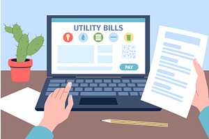 Online paying utilities. Male, a Technology Illustration by LadadikArt