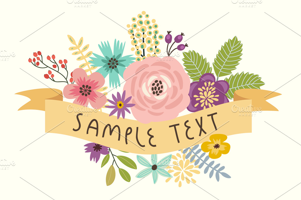 Flower set, a Decorative Illustration by Anna Guz's Store (Photo 5 of 5)