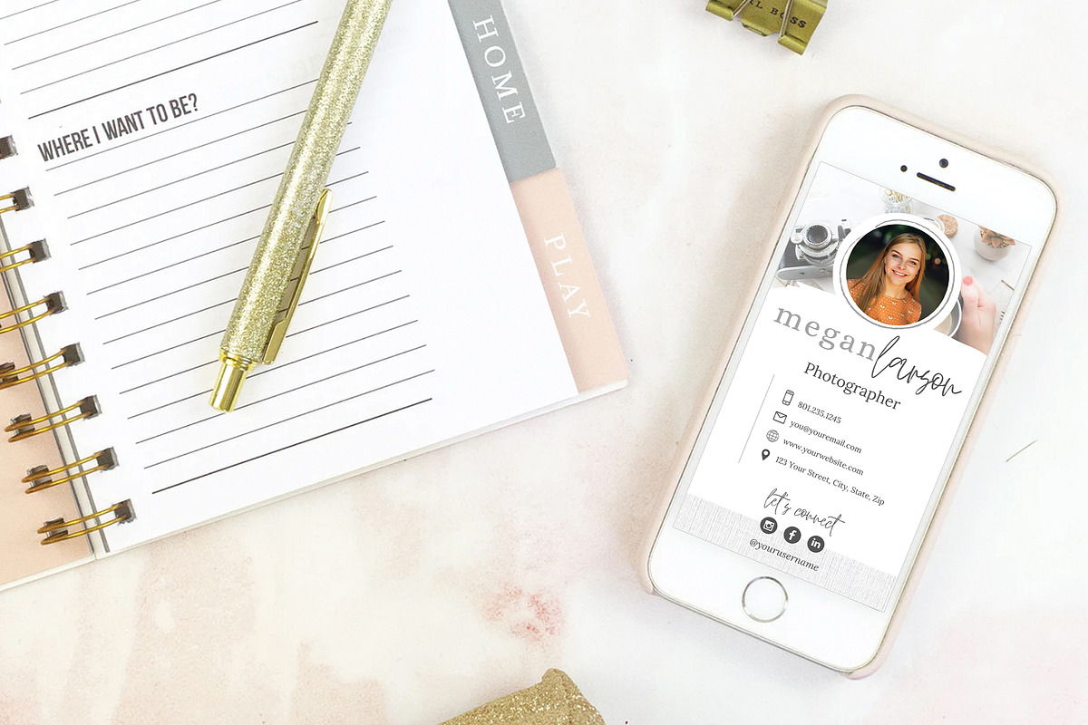 Digital Business Card Template, a Business Card Template by Thirty One Palms Studio (Photo 3 of 6)