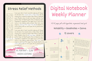 Digital Weekly Planner/Notebook ADHD, a Stationery Template by Ashiya Pixel