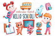 School Kids Clipart and Patterns, an Animal Illustration by RabbitAndPencil (Thumbnail 1 of 7)