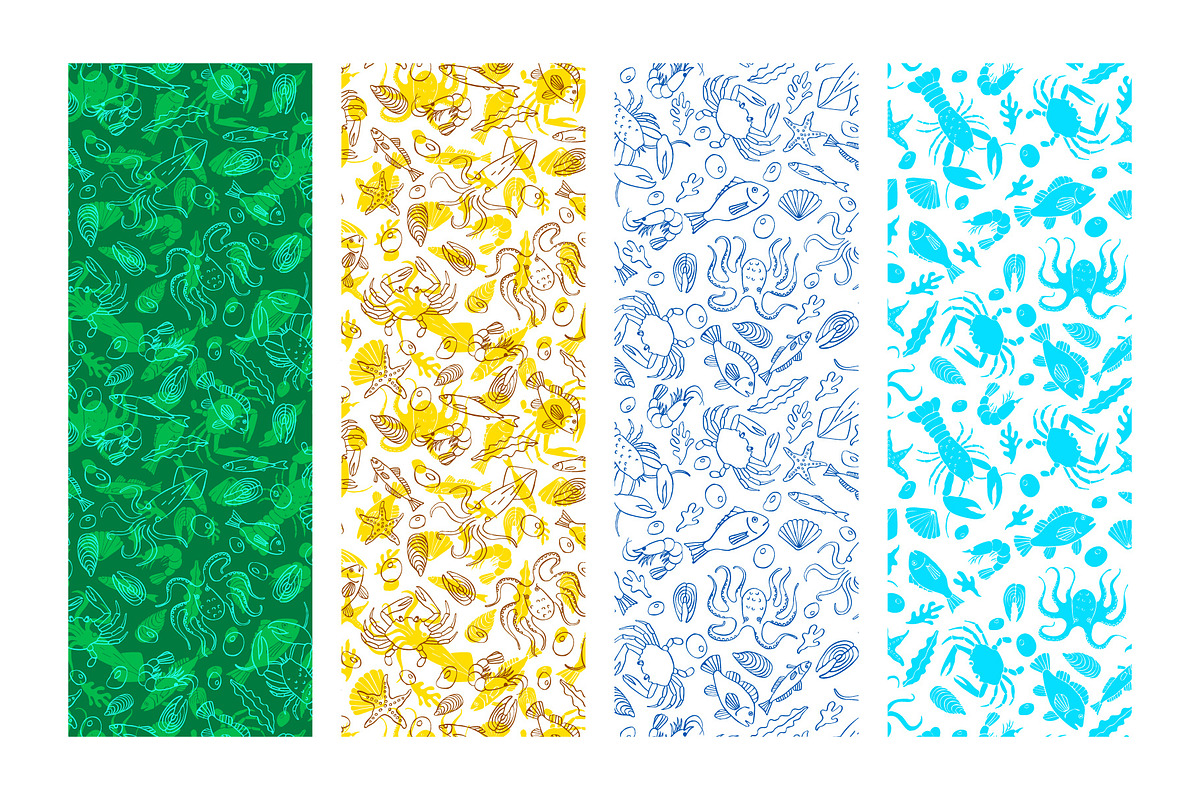 Seafood patterns, a Pattern Graphic by Hellgram (Photo 3 of 6)