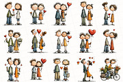 Whimsical Valentine Couple Clipart, an Illustration by OK Design (Thumbnail 2 of 6)
