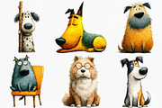 Watercolor Quirky Cats Clipart, an Illustration by Canvas Craft (Thumbnail 2 of 8)