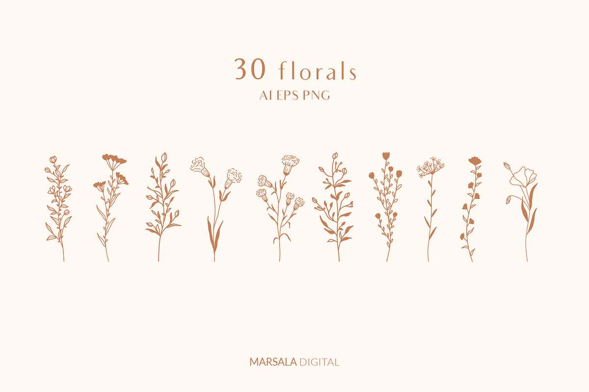 Floral Line Drawings Logo Elements, an Illustration by Kaya Fonts (Photo 6 of 10)