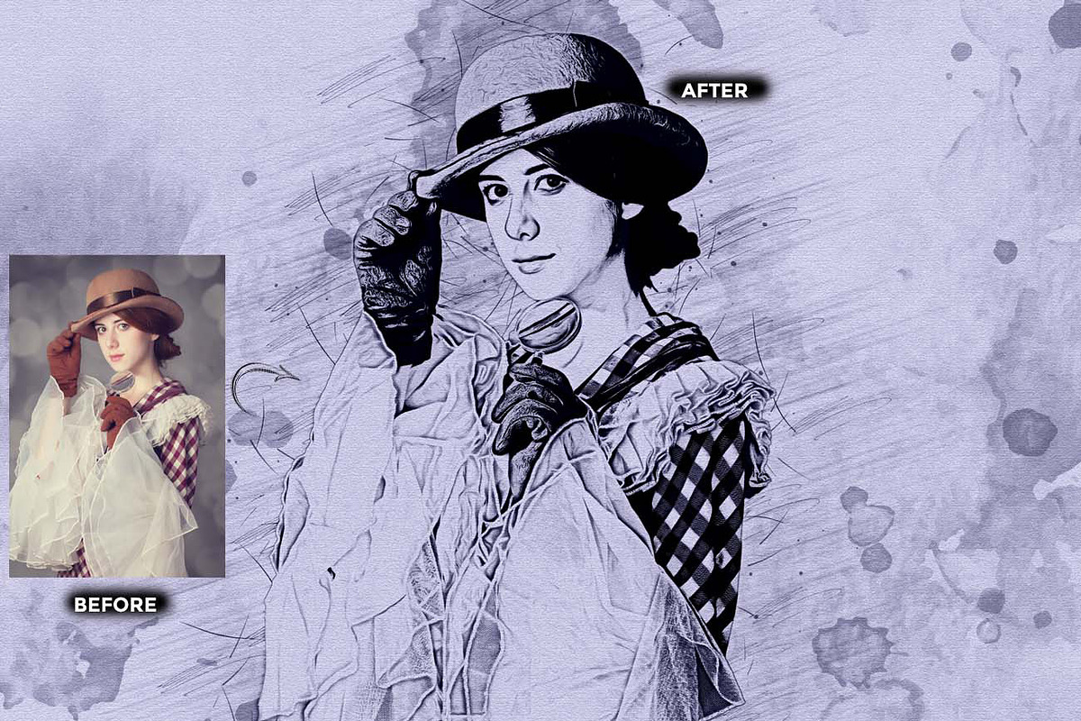 Ink Oil Sketch Artist FX Ps Action, an Action Add-On by Studio Retouch (Photo 8 of 12)