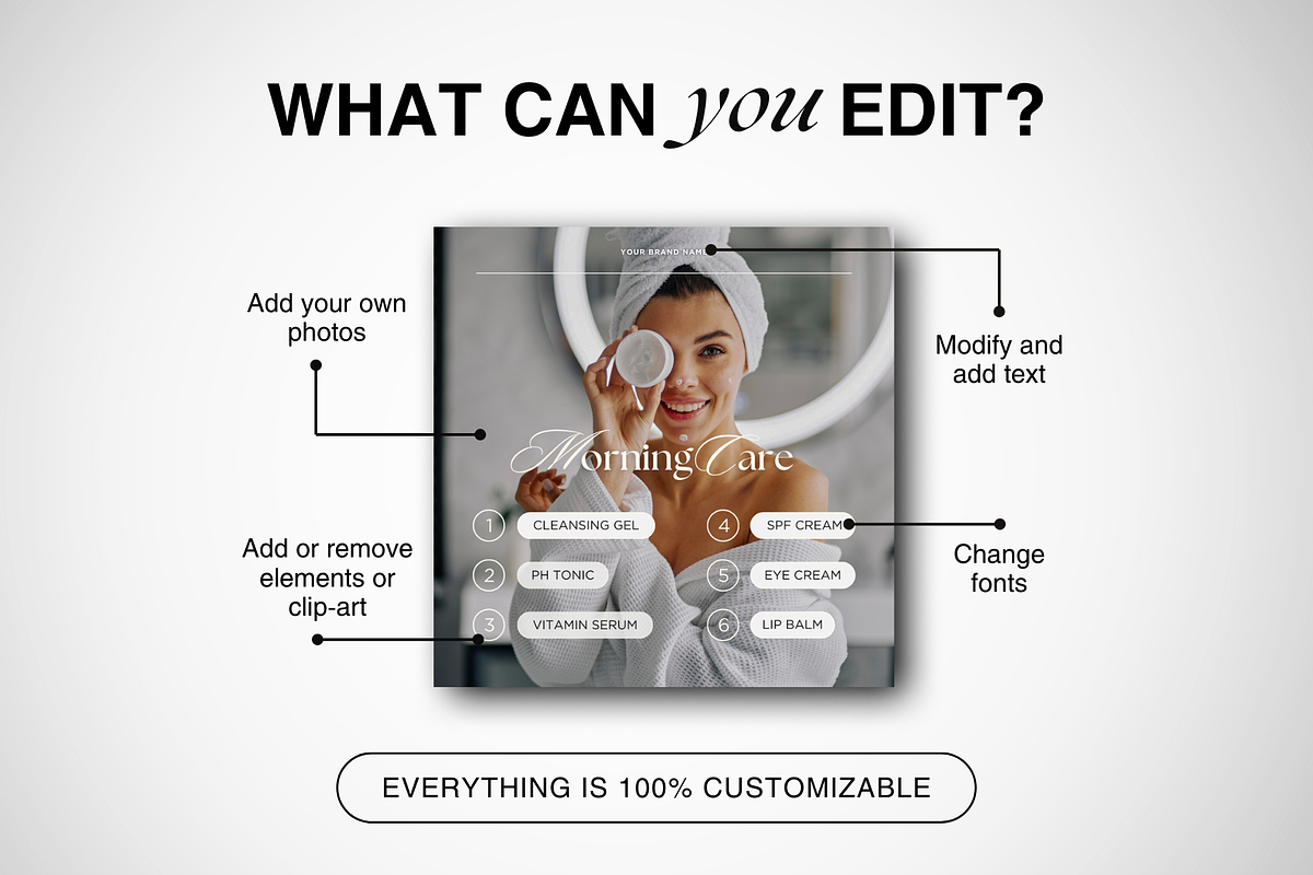 Skincare Instagram Templates Canva, a Social Media Template by DesignsbyMariaStudio (Photo 6 of 10)
