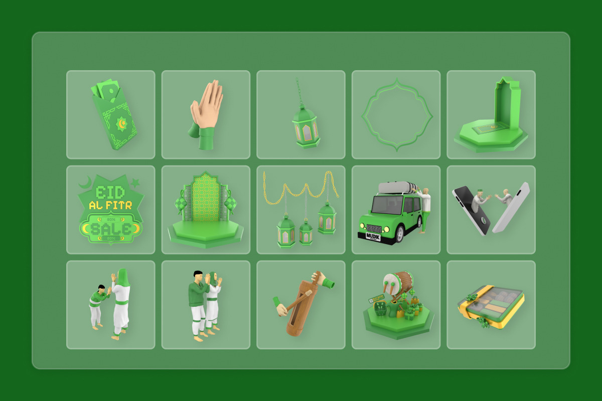 Eid al-Fitr Celebration 3D Icons, a Seasonal Illustration by twinstd (Photo 7 of 7)