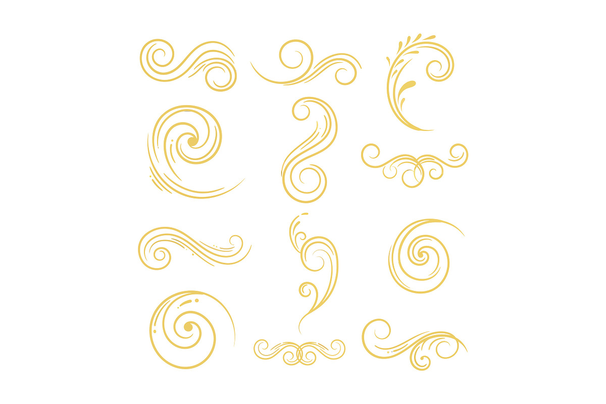 Elegant decorative swirls and flouri, an Illustration by designvectx