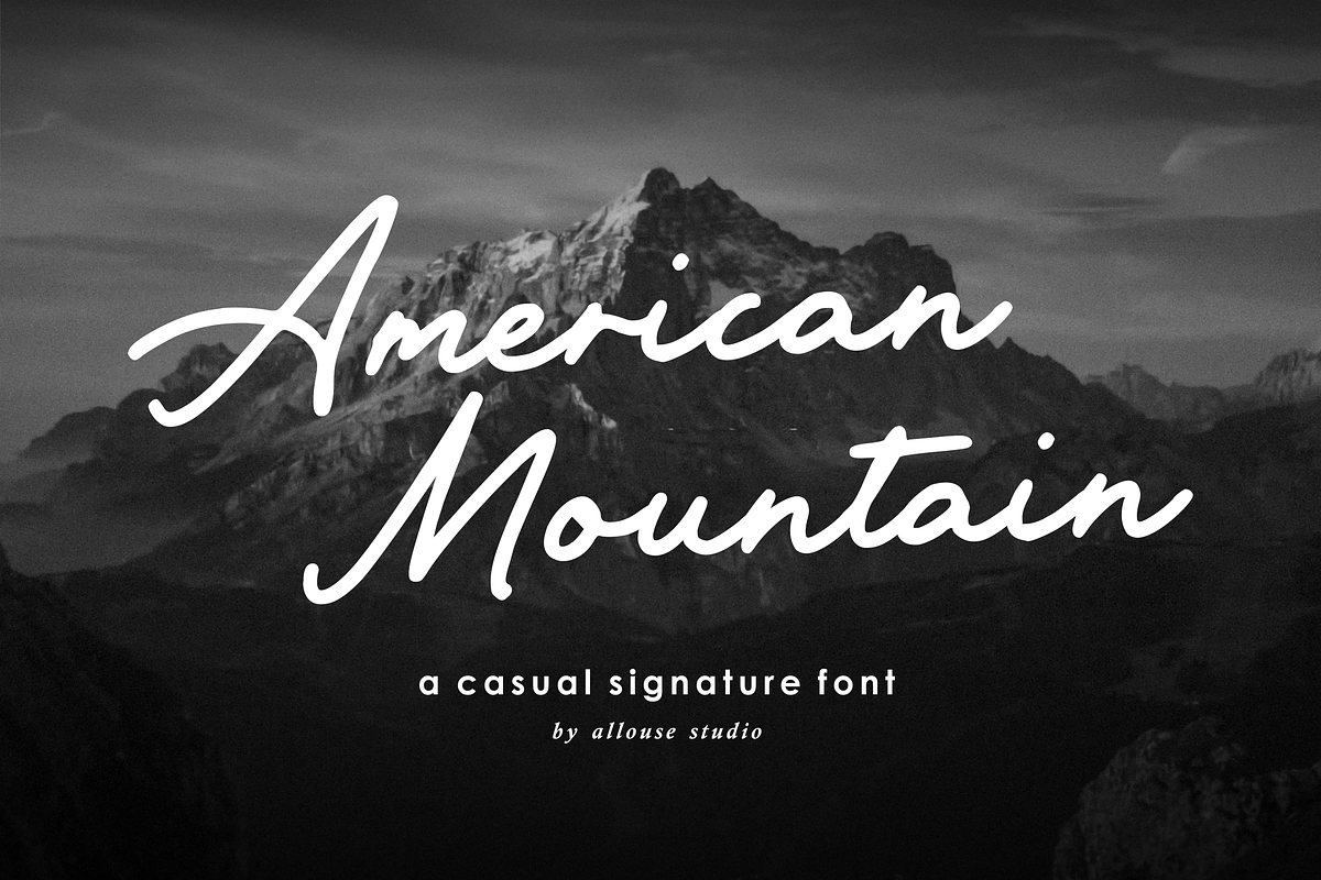 American Mountain A Casual Signature, a Script Font by Allouse Studio (Photo 1 of 10)