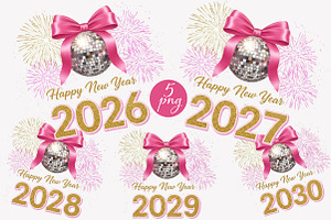 Glitter Happy New Year PNG Bundle, an Illustration by Designworld
