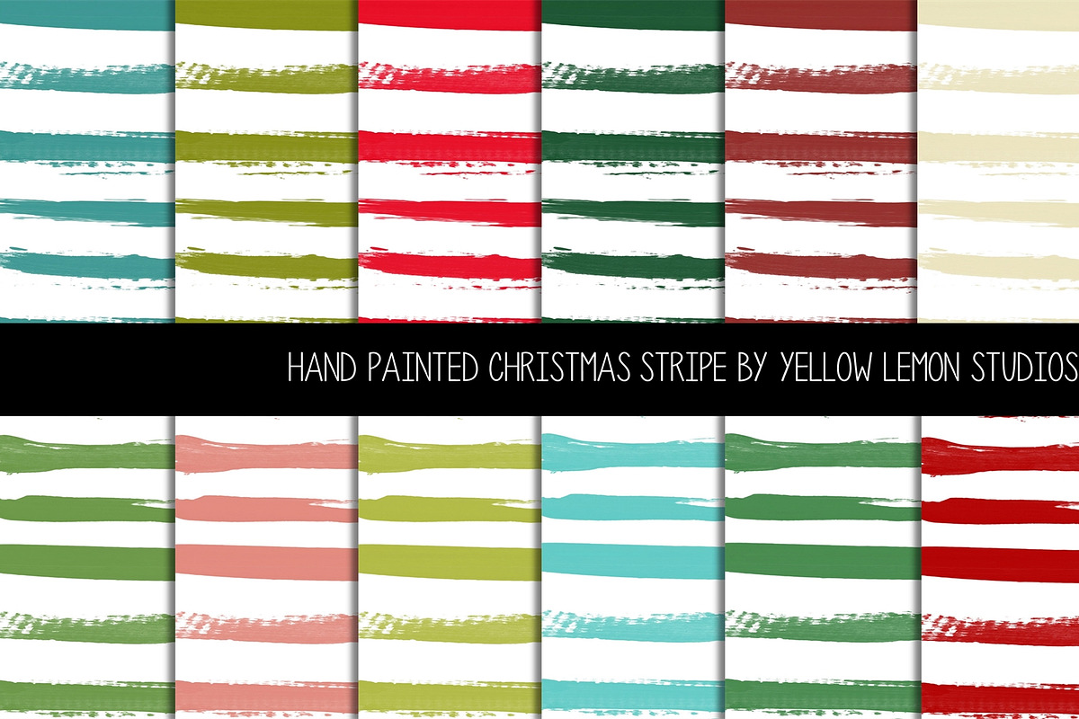 Hand painted Christmas Stripe, a Pattern Graphic by Yellow Lemon Studios