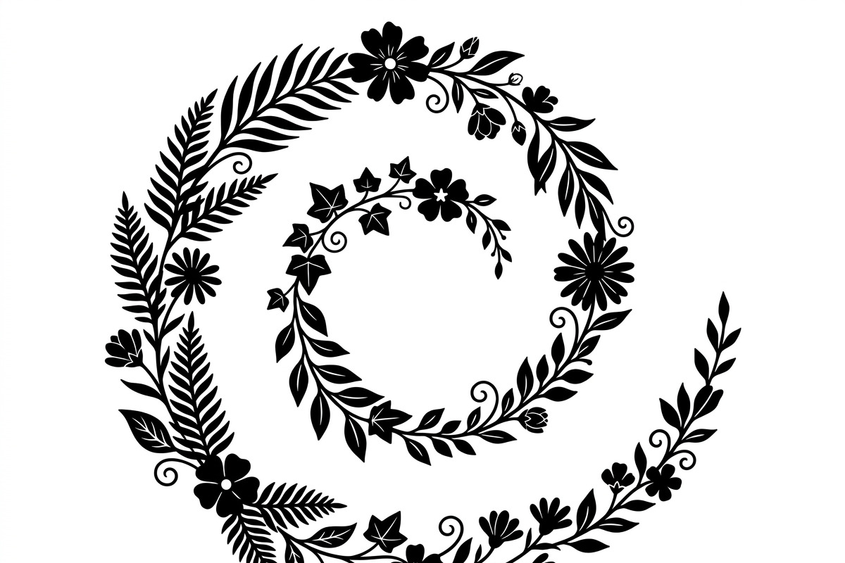 50 Elegant Floral Leaf Spiral Frame, a Decorative Illustration by Amazin_art (Photo 29 of 41)