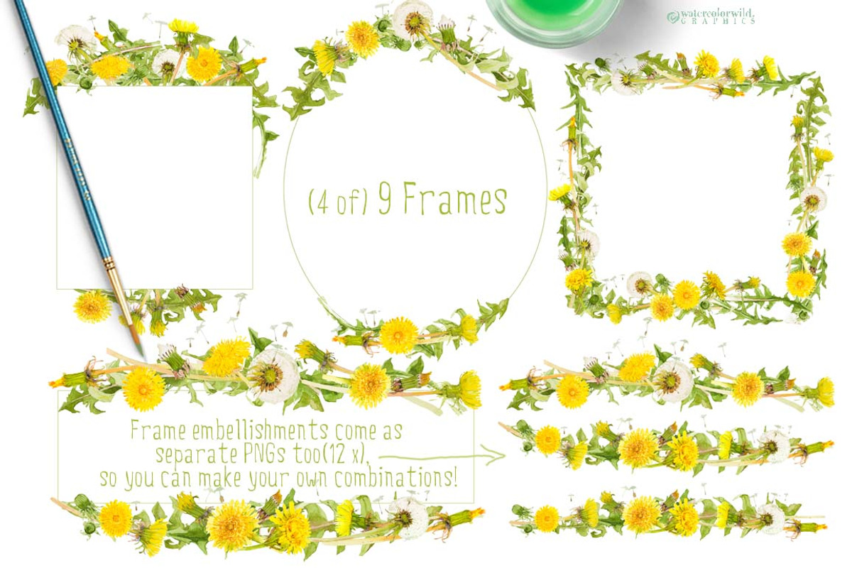 Dandelions-clipart set watercolor, an Illustration by watercolorwild.graphics (Photo 3 of 11)