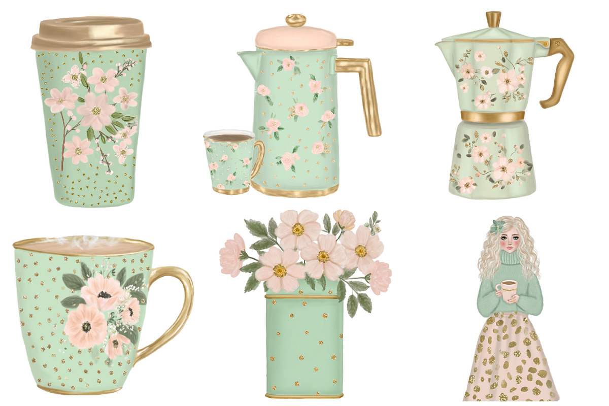 Spring Coffee Break Clipart, an Illustration by Designworld (Photo 2 of 4)