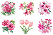 Bright Pink floral Clipart, an Illustration by DreamArtGraphic (Thumbnail 3 of 4)
