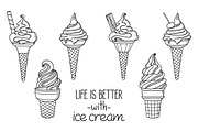 14 hand drawn ice creams vector set, a Background Graphic by InkySplash (Thumbnail 2 of 6)