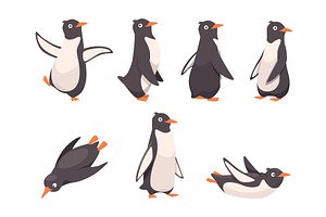 Penguins. Funny arctic animals in, an Animal Illustration by Onyx