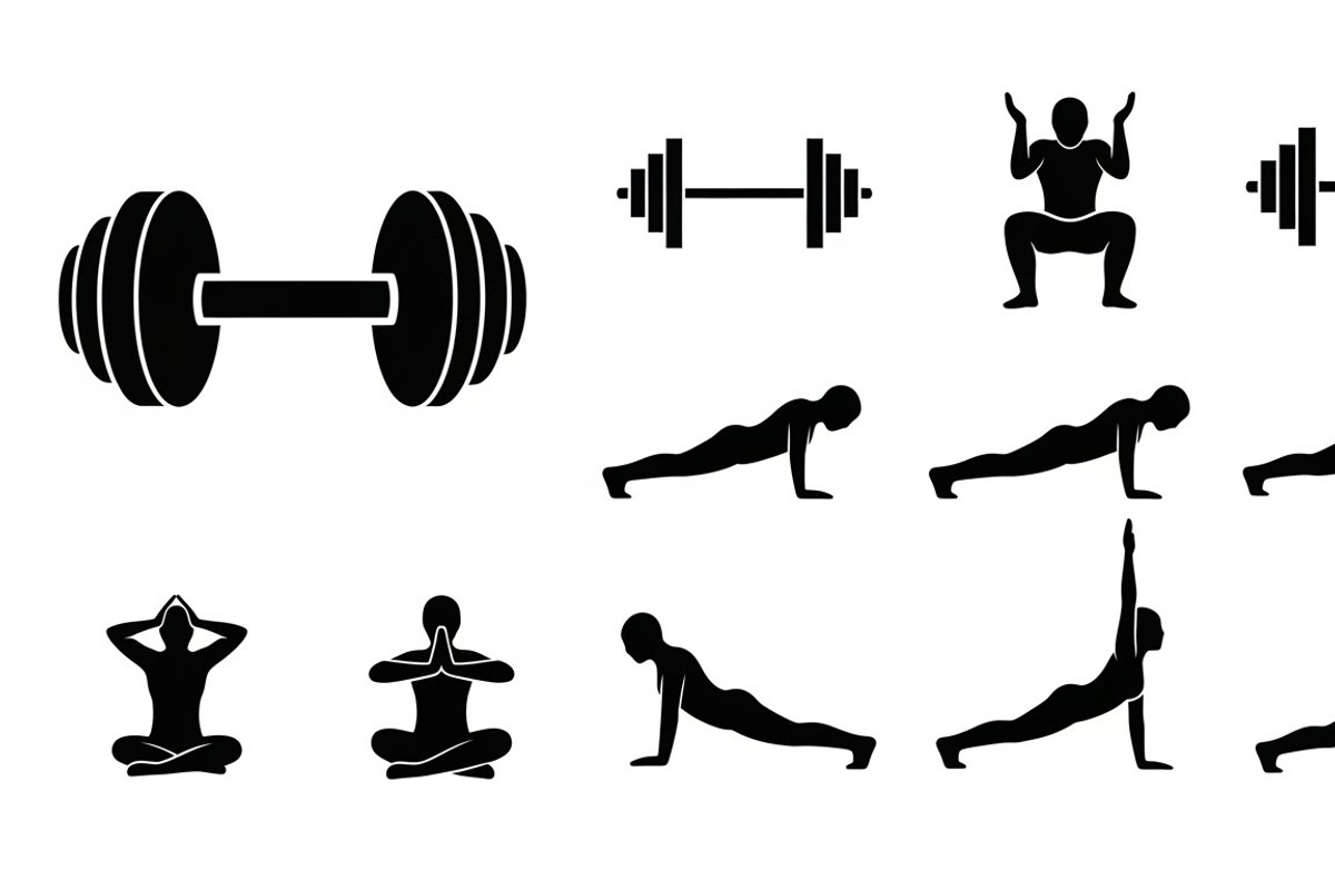Fitness Workout Silhouette Icon Set, an Illustration by musafir_fashion (Photo 31 of 51)