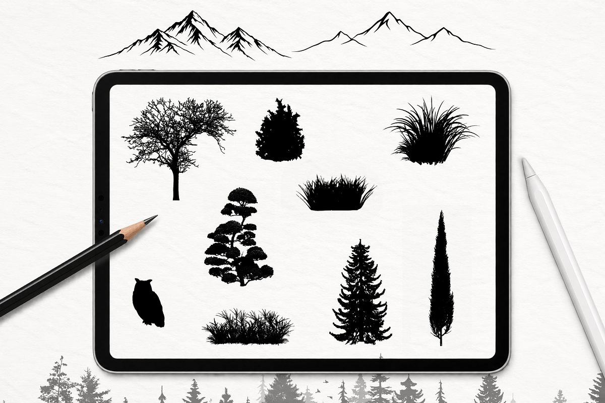 50 Tree Forest Procreate PNG SVG, a Brush Add-On by LaurenceVArtiste (Photo 2 of 7)