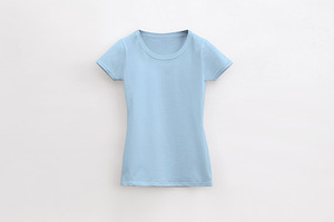 round neck lady light blue t-shirt