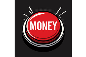 Red Money Button Pop Art vector, a Finance Illustration by AlexArt