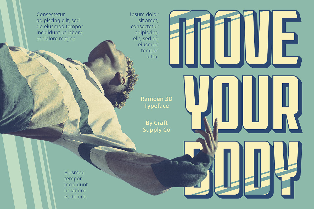 Ramoen 3D, a Sans Serif Font by Craft Supply Co. (Photo 3 of 8)
