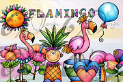 Clipart Kit of Funky Flamingo, an Animal Illustration by NiiiNArt (Thumbnail 4 of 8)