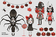 Halloween Scary Girls Characters Set, a Decorative Illustration by Dapper Dudell (Thumbnail 2 of 3)