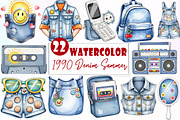 1990 Denim Summer Clipart, an Illustration by Watercolor design (Thumbnail 1 of 6)