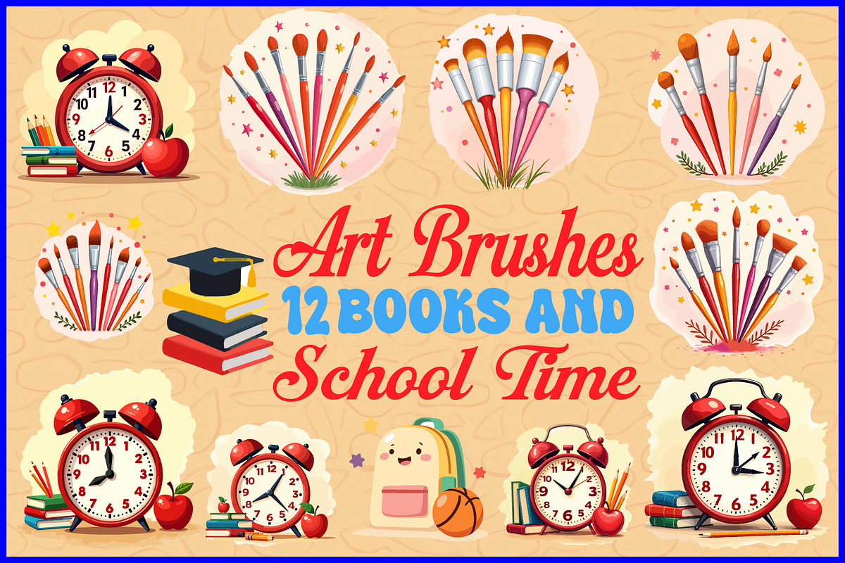 Art Brushes, Books, and School Time, an Object Graphic by Gfx_Store (Photo 1 of 13)