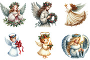 Vintage Christmas Angel Clipart, an Illustration by DreamArtGraphic (Thumbnail 5 of 5)