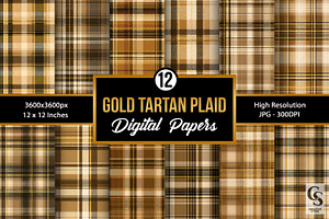 Gold Tartan Plaid Seamless Pattern