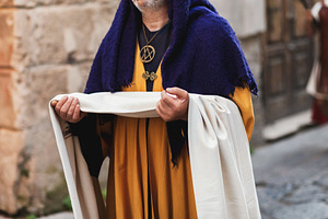 Joseph of Arimathea holding the Holy Shroud during a historical reenactment in, a Holiday Photo by Antonio Gravante Market