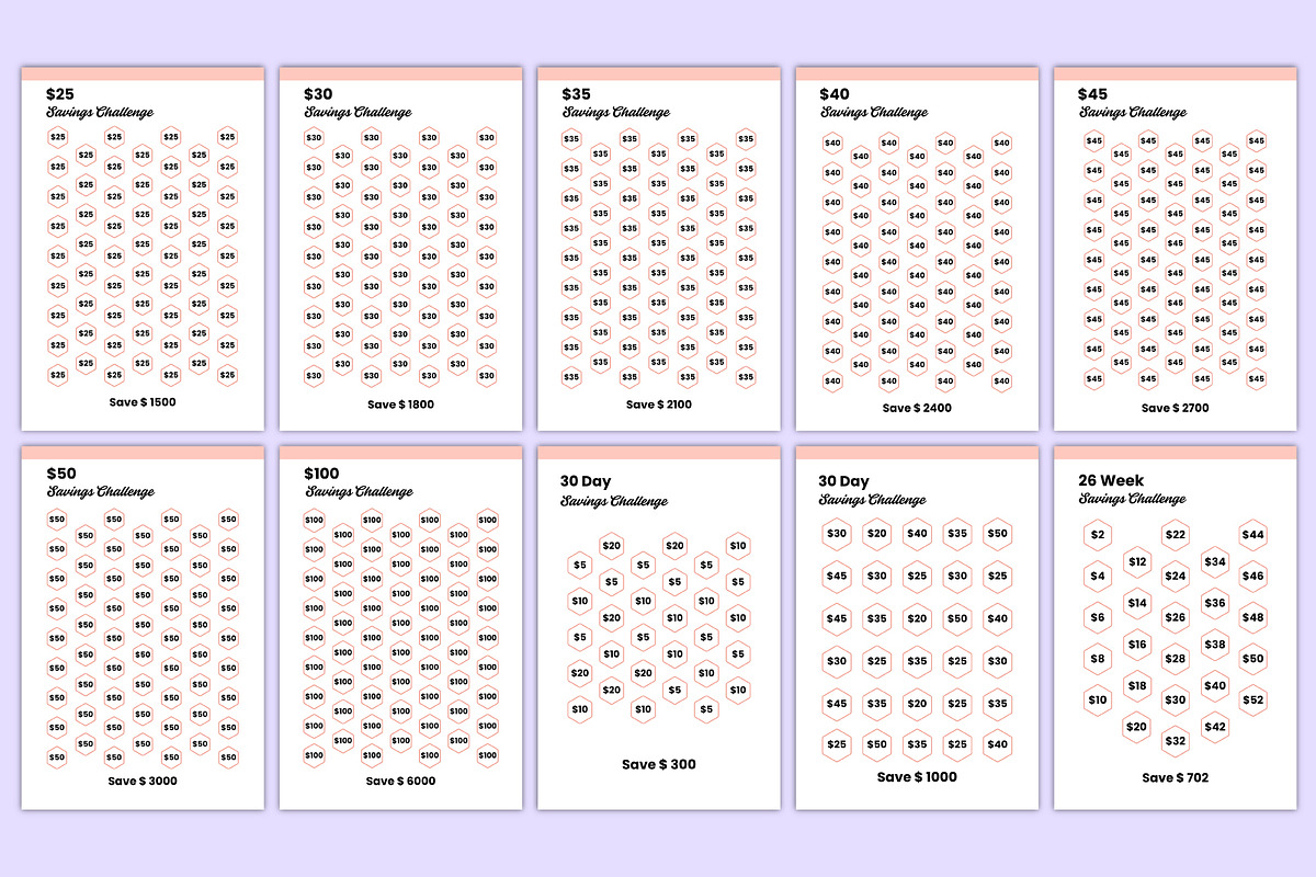 Money Saving Challenges Bundle Canva, a Stationery Template by Mustafiz (Photo 3 of 6)