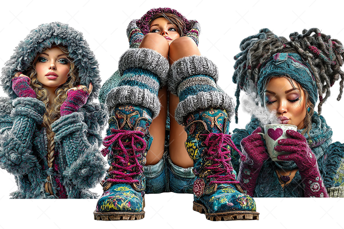 Cosy Winter girl Clipart Bundle, an Illustration by Craft Nest (Photo 9 of 10)