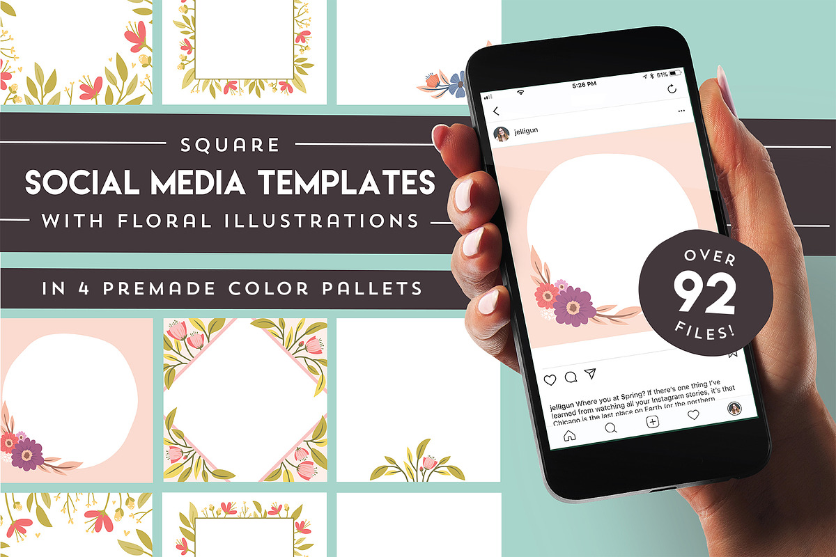 Floral social media templates, a Social Media Template by Jelligun (Photo 1 of 7)
