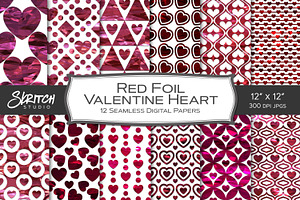 Red Foil Valentine Heart Patterns
