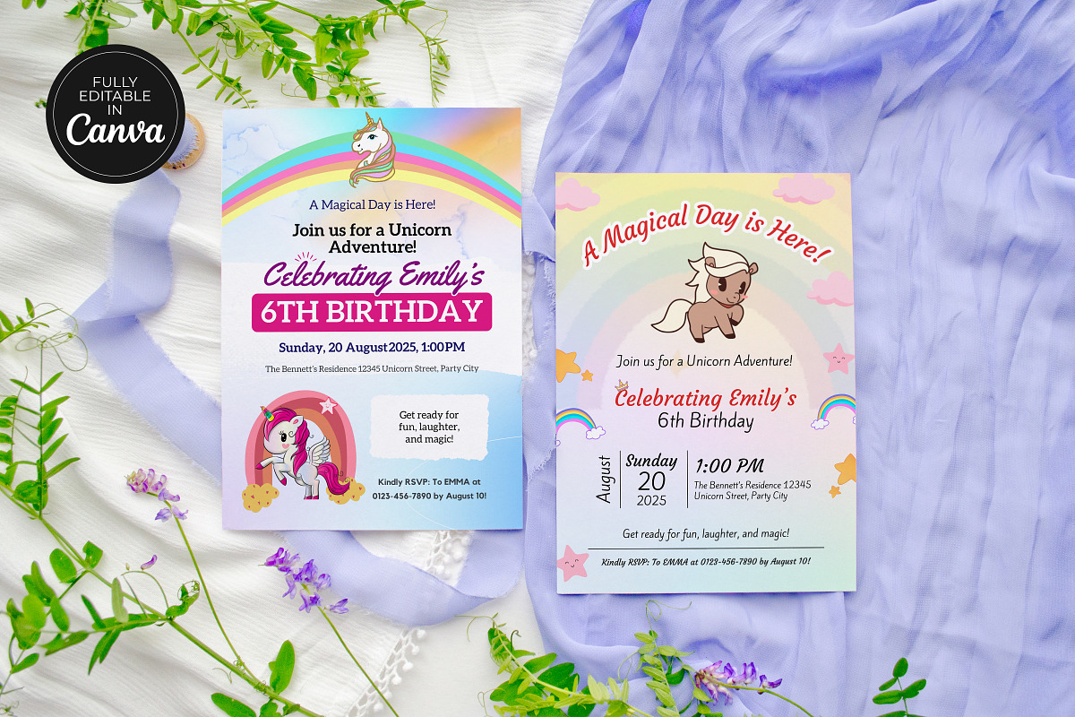Rainbow Girl’s Birthday Invitation, an Invitation Template by Snapybiz (Photo 4 of 10)