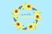 Sunflower wreath watercolor clipart, a Graphic by LABFcreations (Thumbnail 1 of 2)