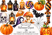Watercolor Halloween Clipart, a Seasonal Illustration by Design Market (Thumbnail 1 of 3)
