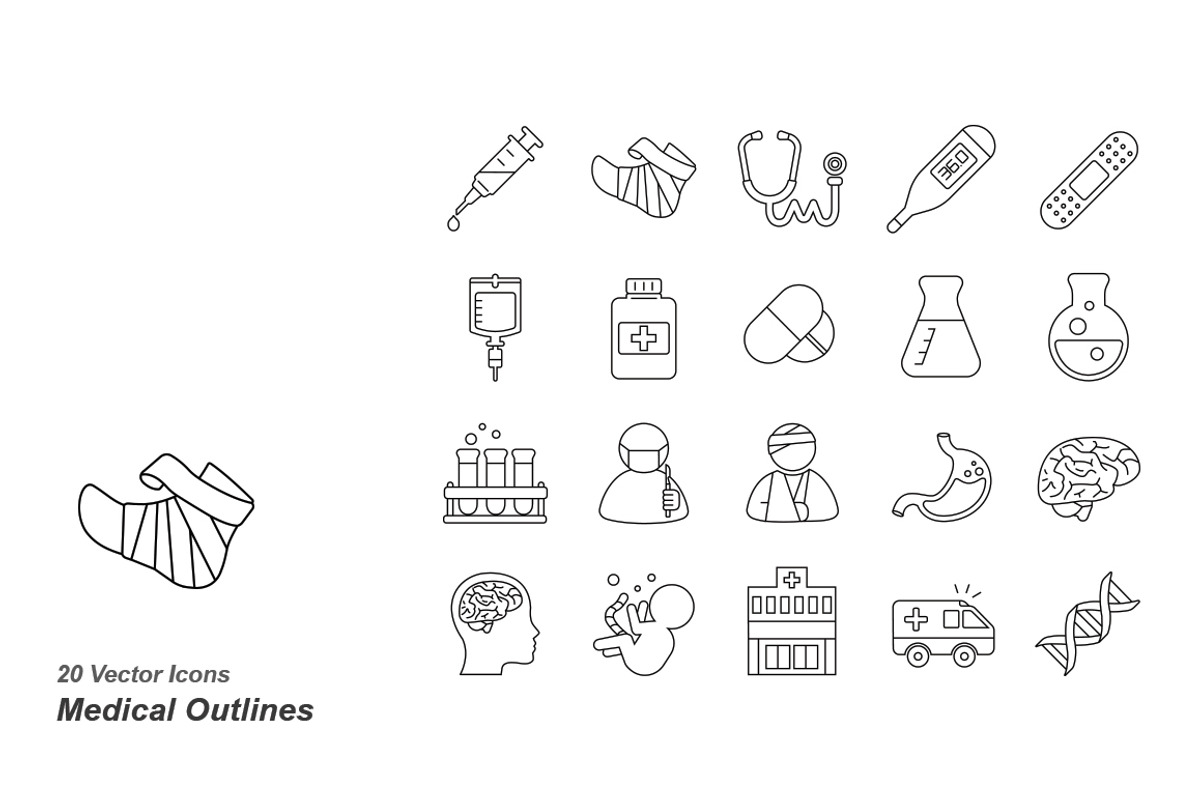 Medical outlines vector icons, an Icon by Jisun Park